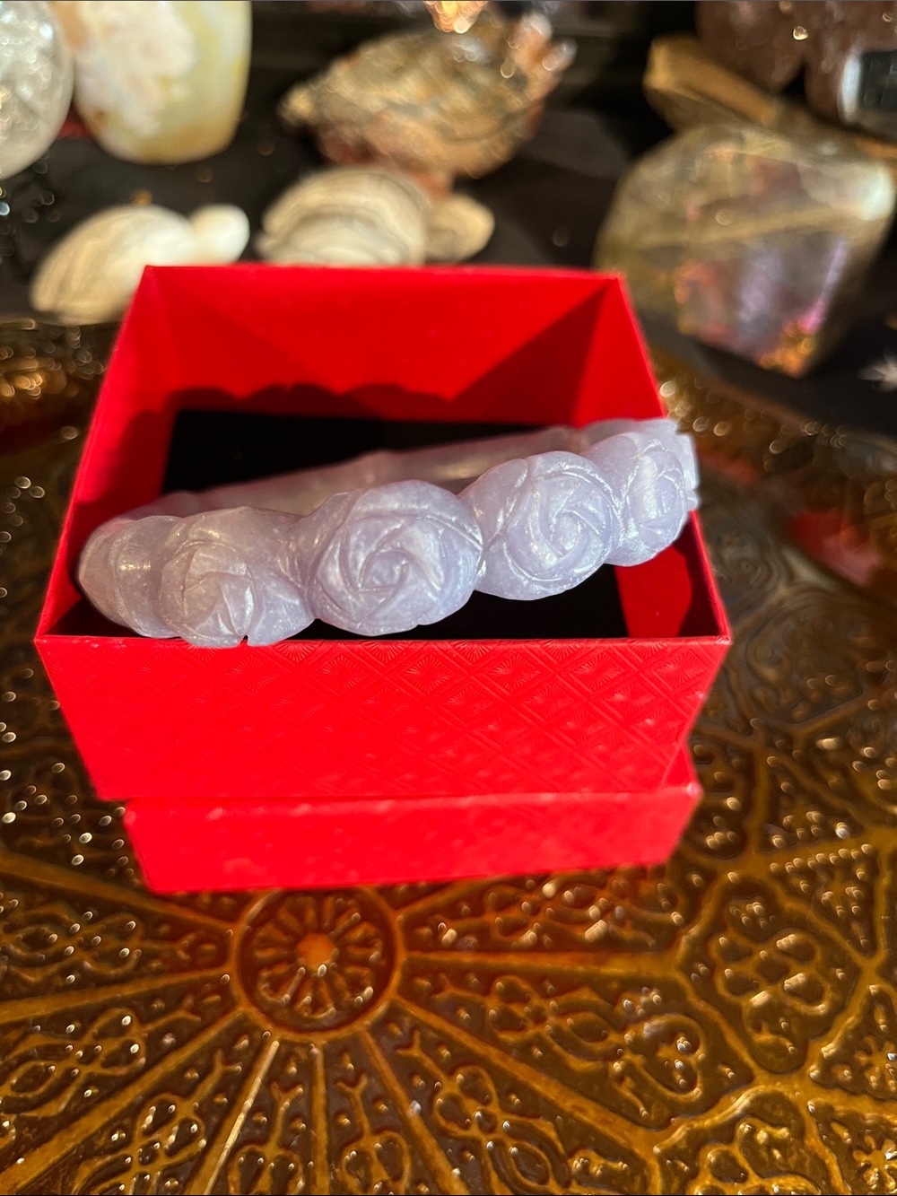 Purple jade rose carved bangle